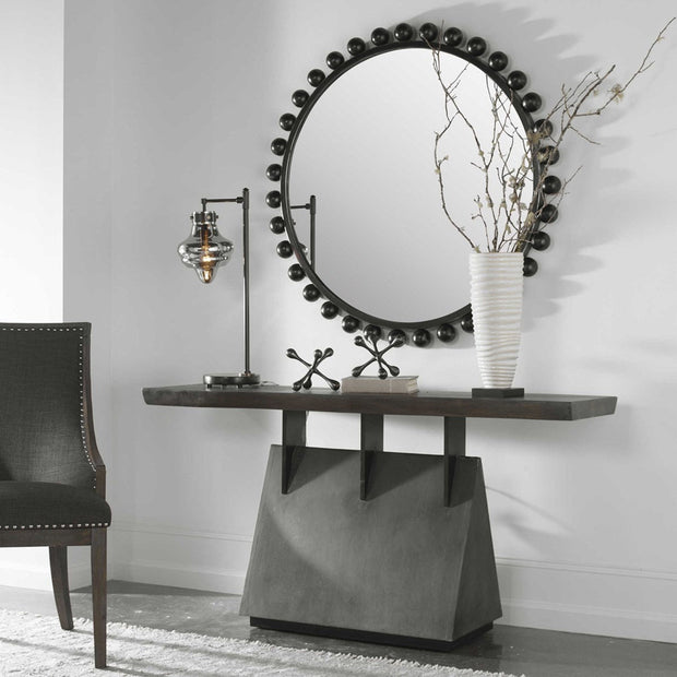 Uttermost Vessel Wood Slab Live Edge Top With Gunmetal Steel Base Industrial Lodge Console Table
