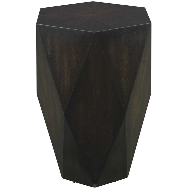 Uttermost Volker Distressed Black Mango Wood Modern Geometric Side Table