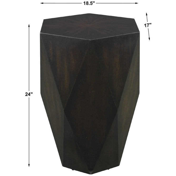Uttermost Volker Distressed Black Mango Wood Modern Geometric Side Table