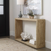 Uttermost Rora Natural Woven Banana Plant Wrapped Coastal Style Console Table