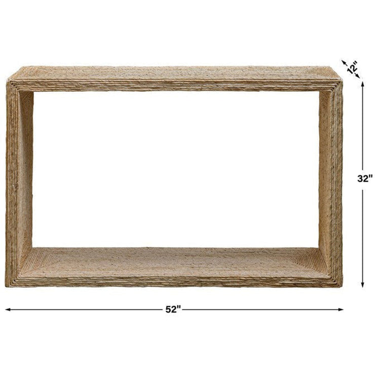 Uttermost Rora Natural Woven Banana Plant Wrapped Coastal Style Console Table
