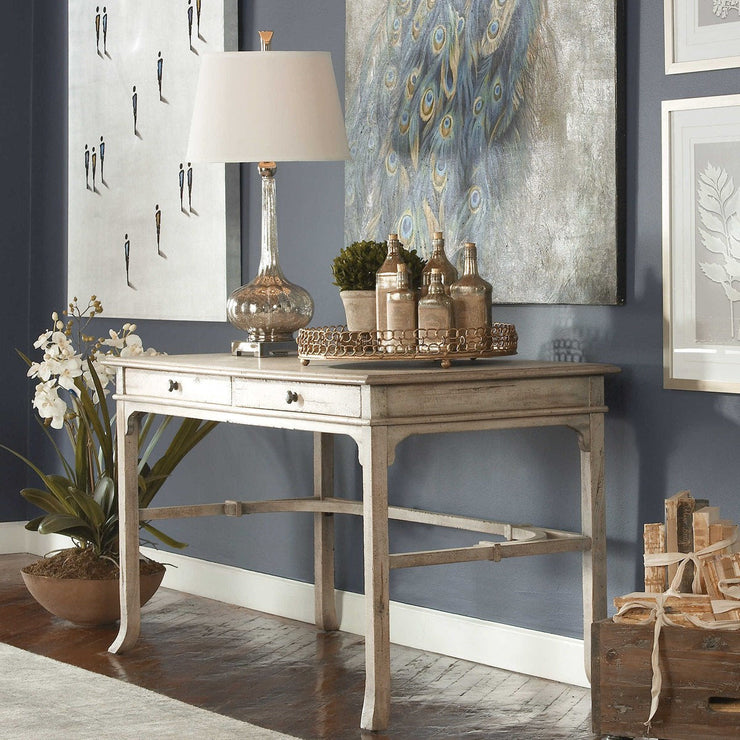 Uttermost Bridgely Aged White Mango Wood Writing Desk