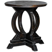 Uttermost Maiva Weathered Black Finish Mango Wood Round Side