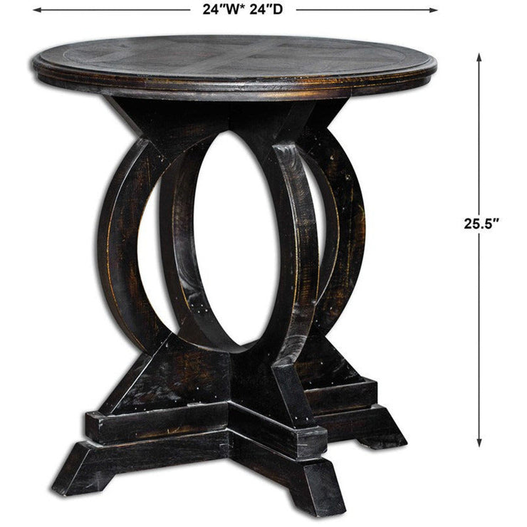 Uttermost Maiva Weathered Black Finish Mango Wood Round Side