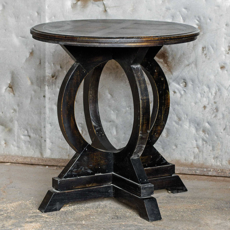 Uttermost Maiva Weathered Black Finish Mango Wood Round Side