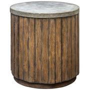 Uttermost Maxfield Hammered Sheet Metal Top With Pieced Wood Rustic Modern Side Table