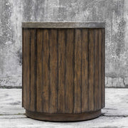 Uttermost Maxfield Hammered Sheet Metal Top With Pieced Wood Rustic Modern Side Table