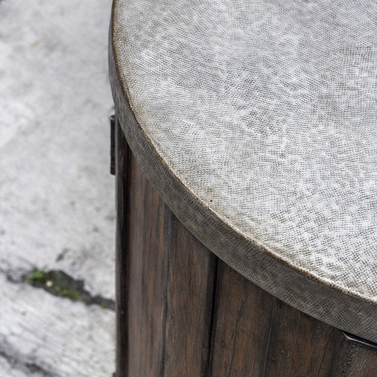 Uttermost Maxfield Hammered Sheet Metal Top With Pieced Wood Rustic Modern Side Table