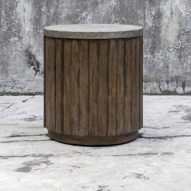 Uttermost Maxfield Hammered Sheet Metal Top With Pieced Wood Rustic Modern Side Table