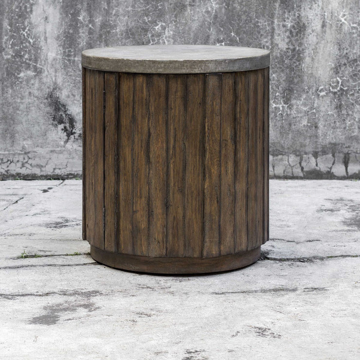 Uttermost Maxfield Hammered Sheet Metal Top With Pieced Wood Rustic Modern Side Table