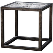 Uttermost Baruti Glass Top With Black Metal Base Square End Table