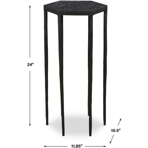 Uttermost Aviary Black Marble top With Black Iron Round Accent Table