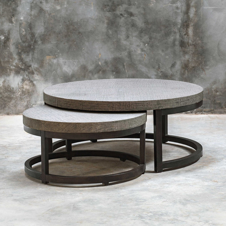 Uttermost Aiyara Set of 2 Modern Round Nesting Coffee Tables