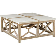 Uttermost Catali Natural Ivory Limestone Top With Wood Base Coffee Table
