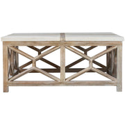 Uttermost Catali Natural Ivory Limestone Top With Wood Base Coffee Table