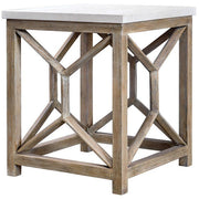 Uttermost Catali Natural Ivory Limestone Top With Wood Base End Table