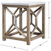 Uttermost Catali Natural Ivory Limestone Top With Wood Base End Table