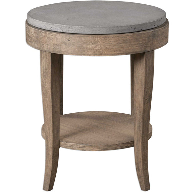 Uttermost Deka Concrete Top With Birch Wood Round Side Table