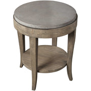 Uttermost Deka Concrete Top With Birch Wood Round Side Table