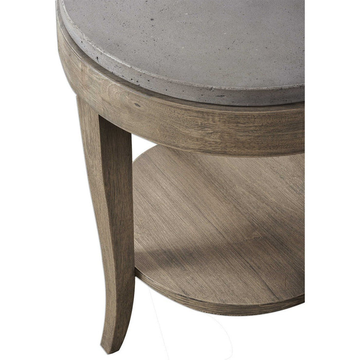 Uttermost Deka Concrete Top With Birch Wood Round Side Table