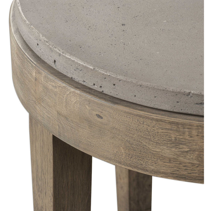 Uttermost Deka Concrete Top With Birch Wood Round Side Table