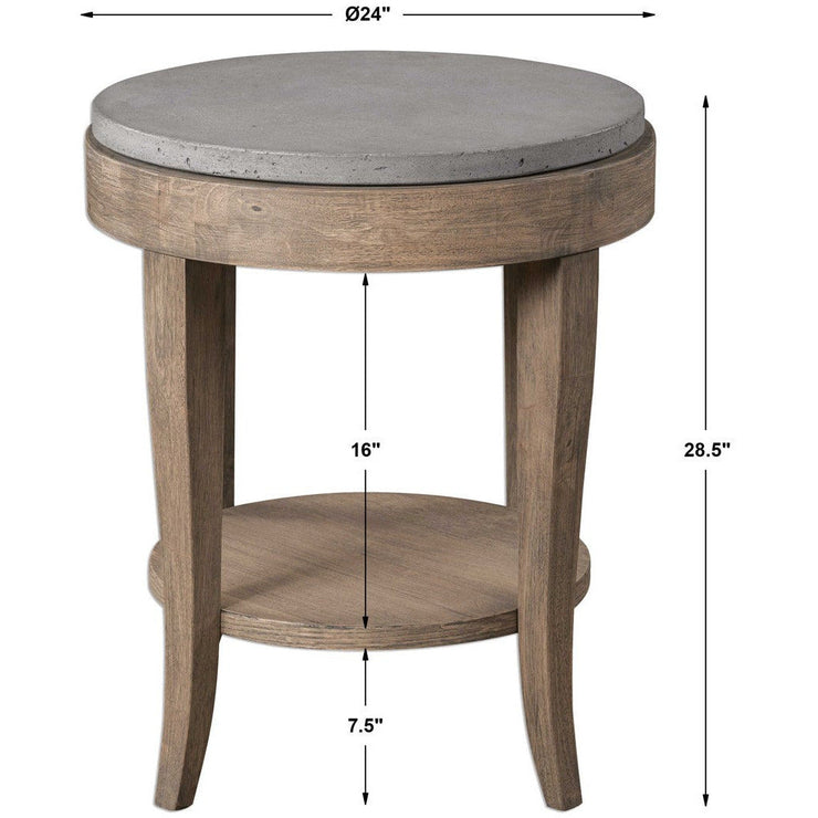 Uttermost Deka Concrete Top With Birch Wood Round Side Table