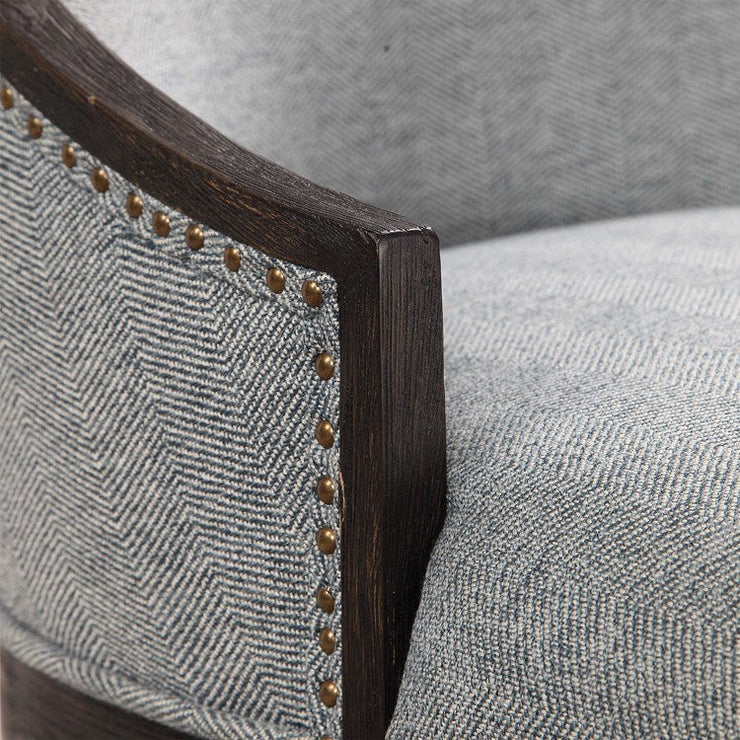 Uttermost Janis Light Denim Woven Fabric Curved Back Accent Chair