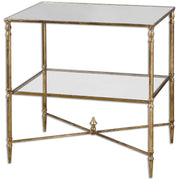 Uttermost Henzler Mirrored Top With Antiqued Gold Iron Side Table