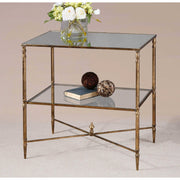 Uttermost Henzler Mirrored Top With Antiqued Gold Iron Side Table