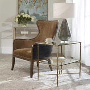 Uttermost Henzler Mirrored Top With Antiqued Gold Iron Side Table