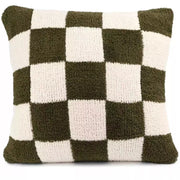 Kashwere Ultra Soft Check Pillows 20x20 Available In Black With Agate and Olive & Sienna With Malt and Creme & Soaptone with Linen