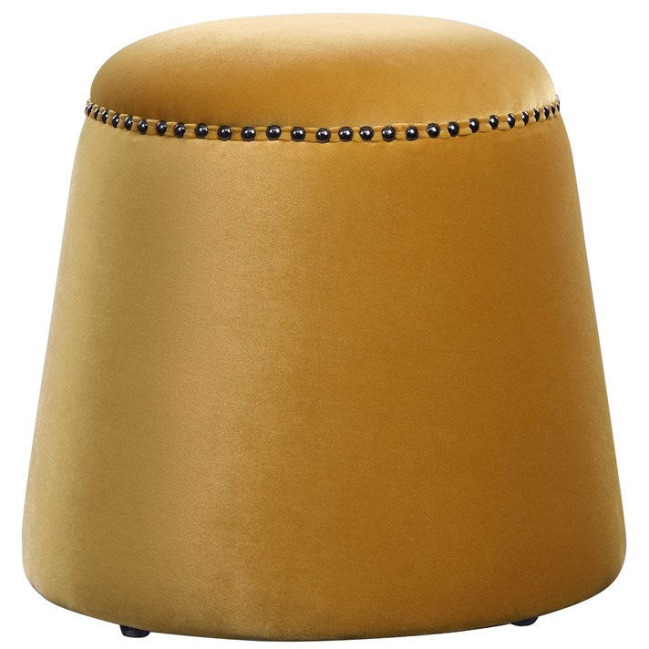 Uttermost Gumdrop Plush Mustard Yellow Velvet Round Ottoman