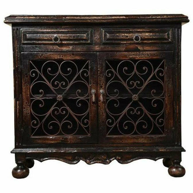 Casa Bonita Peruvian Hand-Painted Carved Wood and Hand Forged Wrought Iron Avila Chest