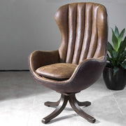 Uttermost Garret Toffee Brown Faux Sueded Leather Swivel Chair