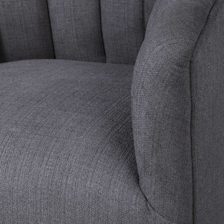 Uttermost Cuthbert Charcoal Gray Fabric Barrel Back Swivel Chair