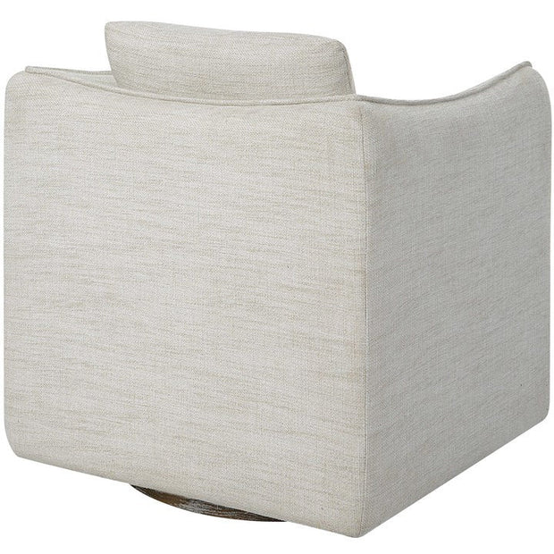 Uttermost Corben White Linen Swivel Armchair