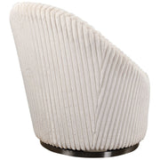 Uttermost Crue Luxurious Fluted Ivory Chenille Swivel Chair