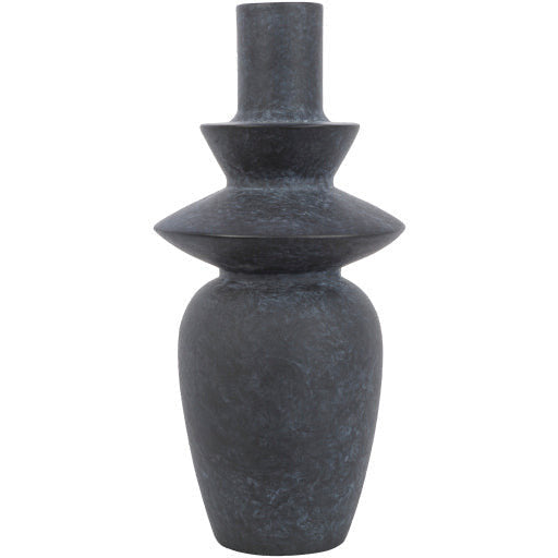 Surya Yagya Collection Modern Brushed Matte Black Ceramic Vase YAG-004