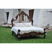 Casa Bonita Peruvian Hand-Painted Carved Wood and Hand Forged Iron Micaella King Size Bed
