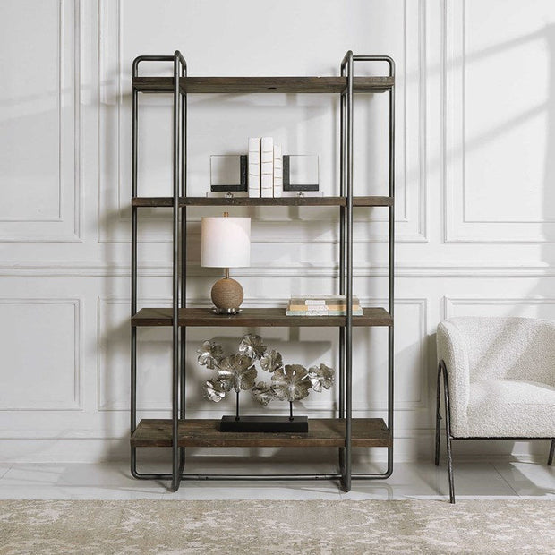 Uttermost Stilo Reclaimed Wood Industrial Style Etagere Bookcase