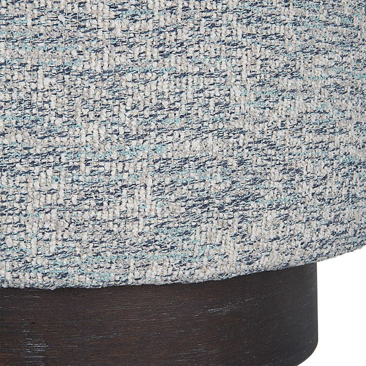 Uttermost Avila Blue & White Tweed Round Ottoman