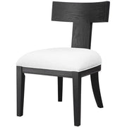 Uttermost Idris White Slubbed Performance Fabric Charcoal Black Wood Modern Dining Chair