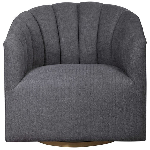 Uttermost Cuthbert Charcoal Gray Fabric Barrel Back Swivel Chair