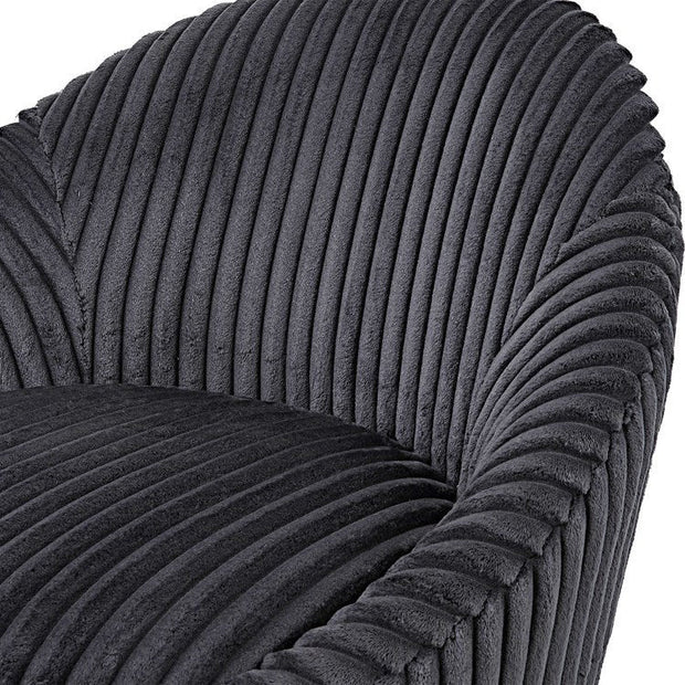 Uttermost Crue Luxurious Fluted Gunmetal Chenille Swivel Chair