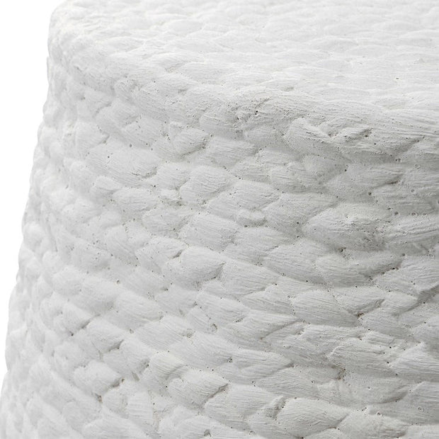 Uttermost Resort White Straw Wrapped Coastal Round Accent Stool
