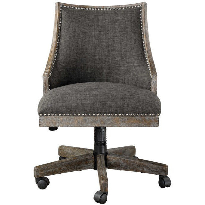 Uttermost Aidrian Charcoal Gray Linen Desk Chair