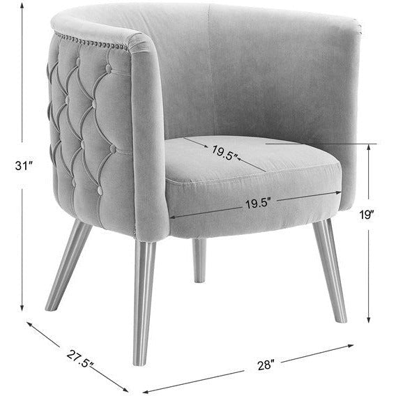 Uttermost Haider Slate Blue Velvet Barrel Accent Chair