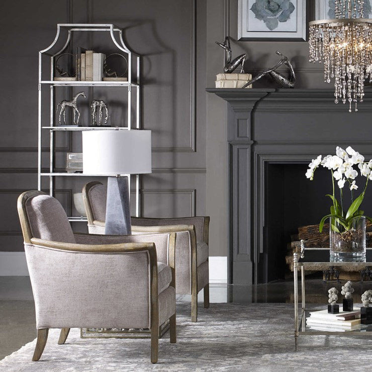 Uttermost Aurelie Silver Leaf Contemporary Etagere Bookcase