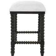 Uttermost Pryce White Performance Fabric Counter Stool With Black Wood Spindle Legs