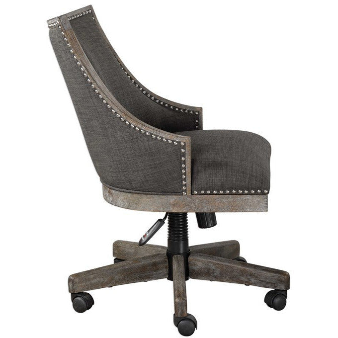 Uttermost Aidrian Charcoal Gray Linen Desk Chair